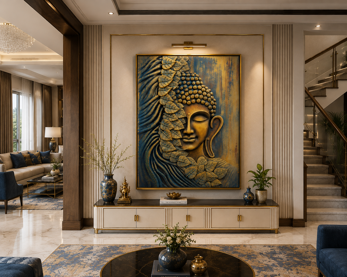 Golden Serenity Buddha – Luxury Textured Wall Art thumb 2