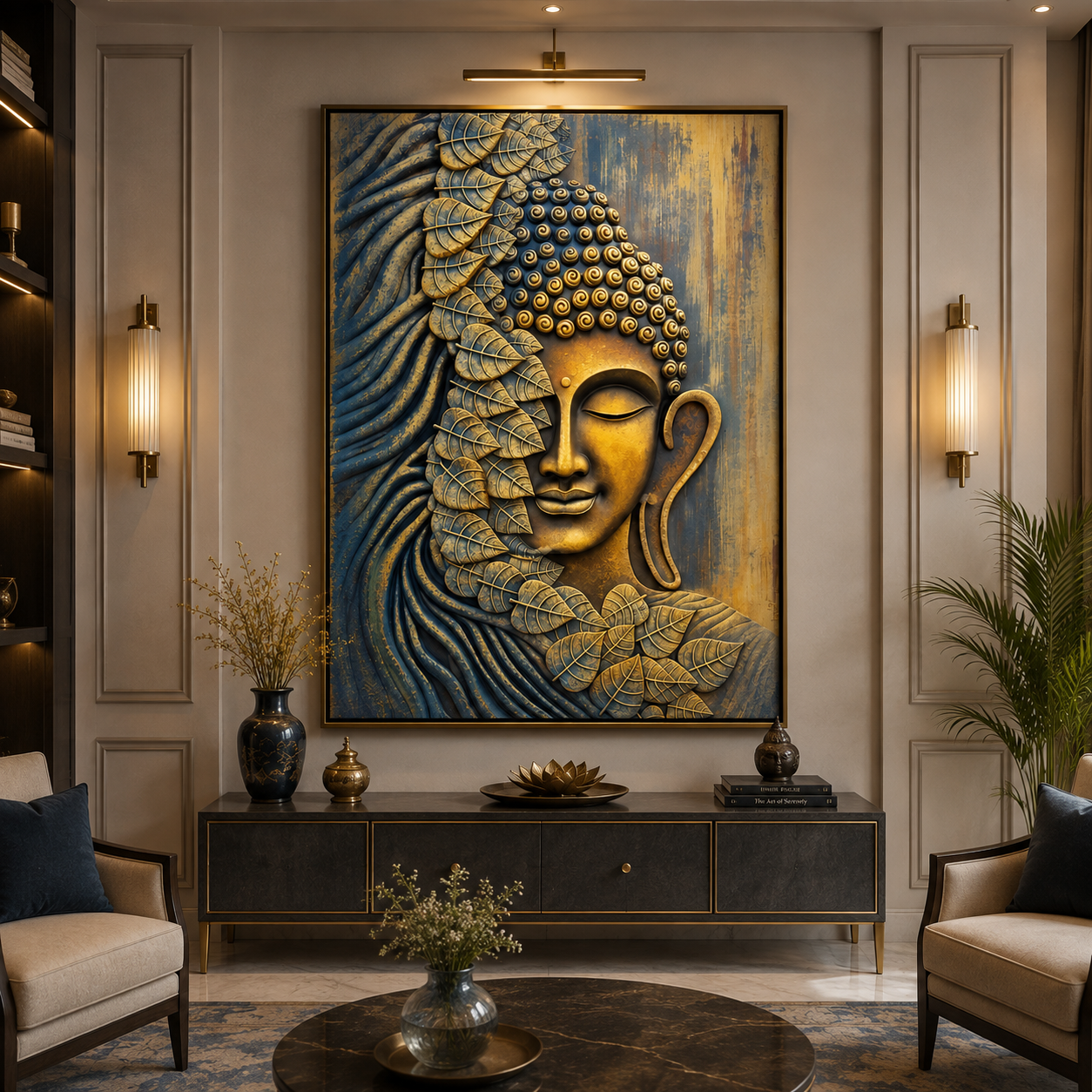 Golden Serenity Buddha – Luxury Textured Wall Art thumb 3