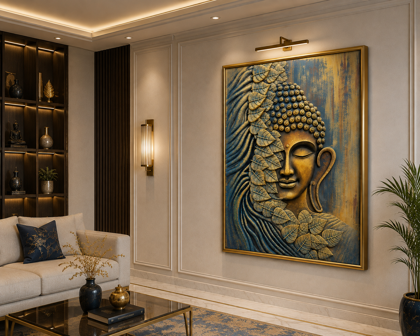 Golden Serenity Buddha – Luxury Textured Wall Art thumb 4