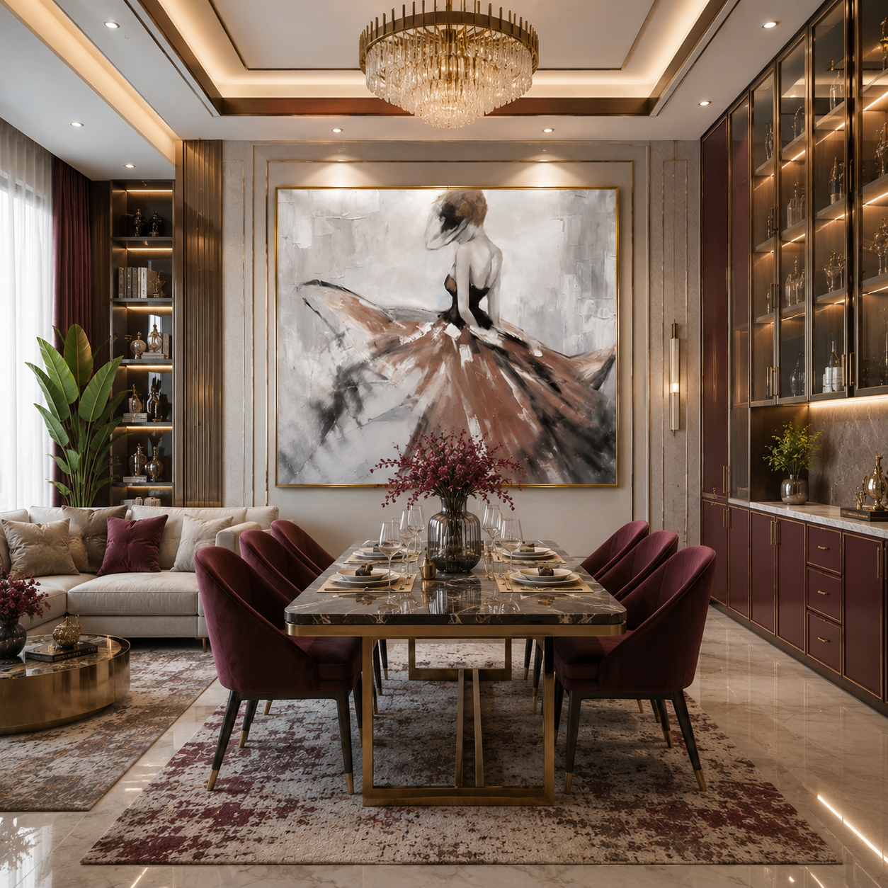 Grace in Motion – Luxury Abstract Woman Wall Painting thumb 2