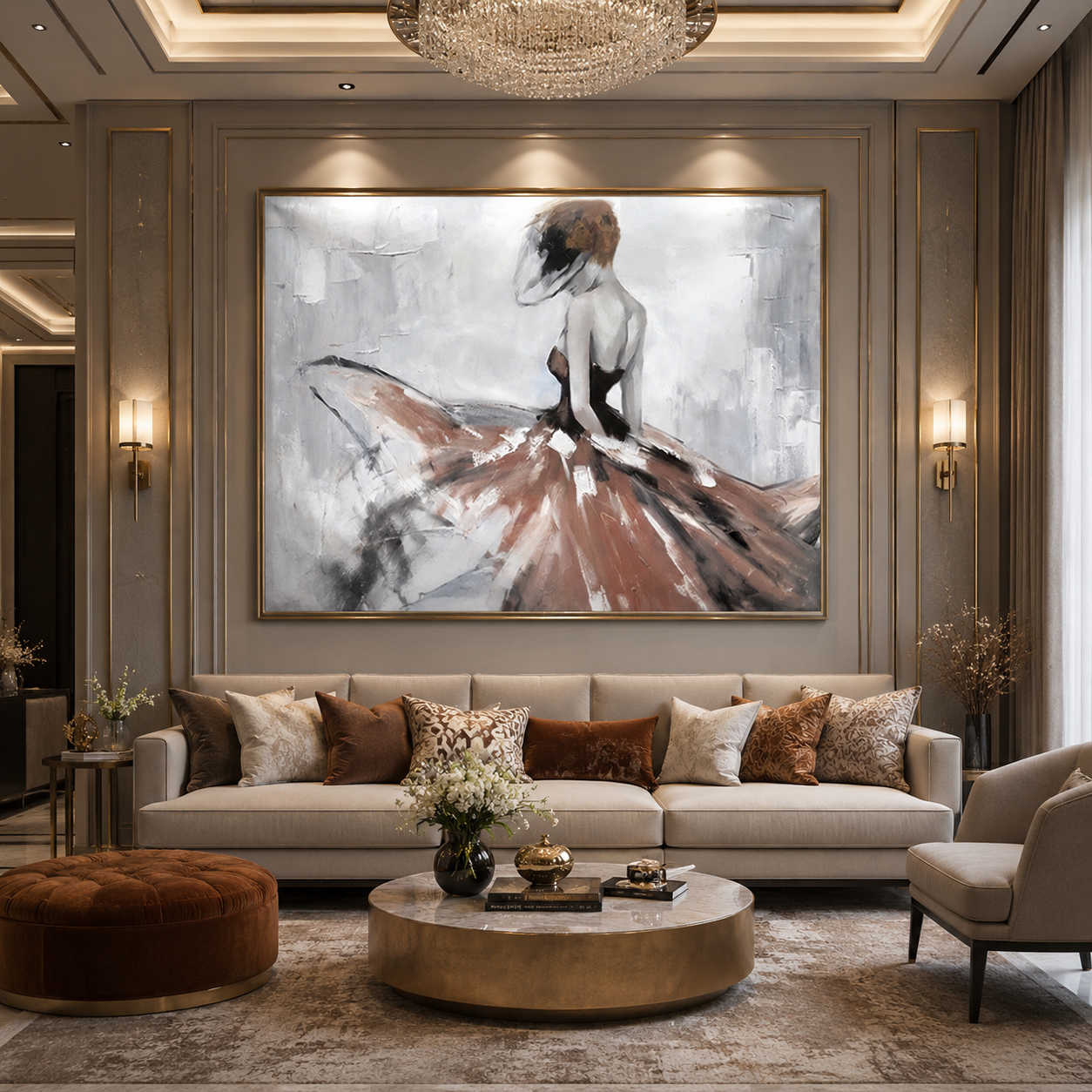 Grace in Motion – Luxury Abstract Woman Wall Painting thumb 3