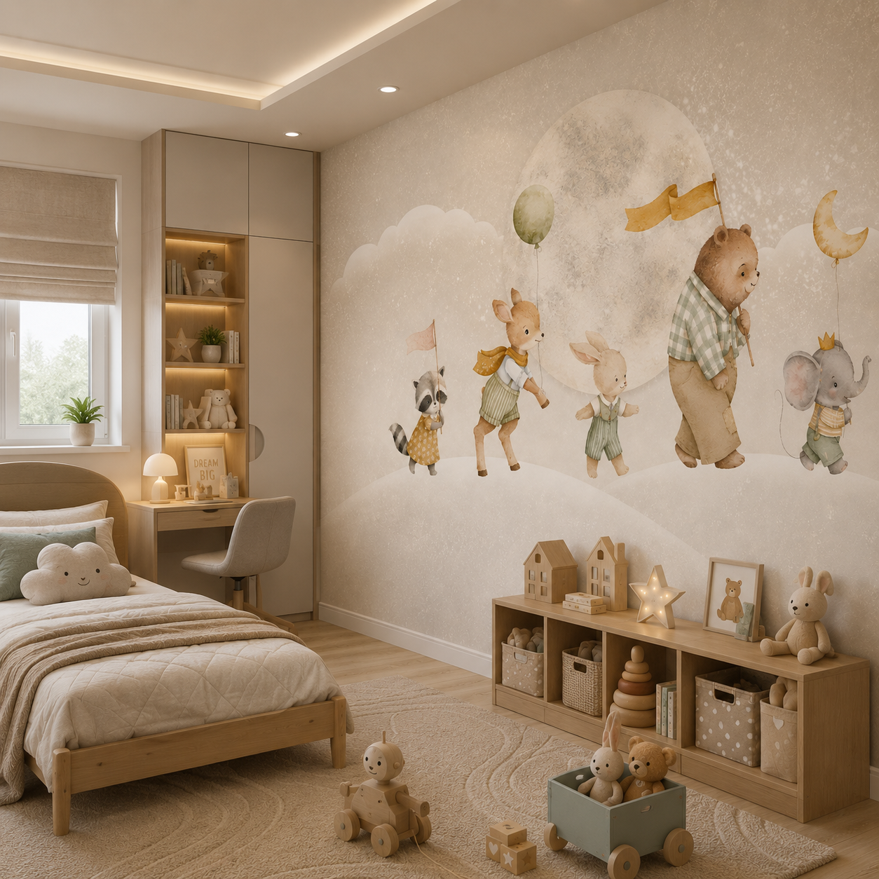 Moonlight Animal Parade Kids Wallpaper thumb 3