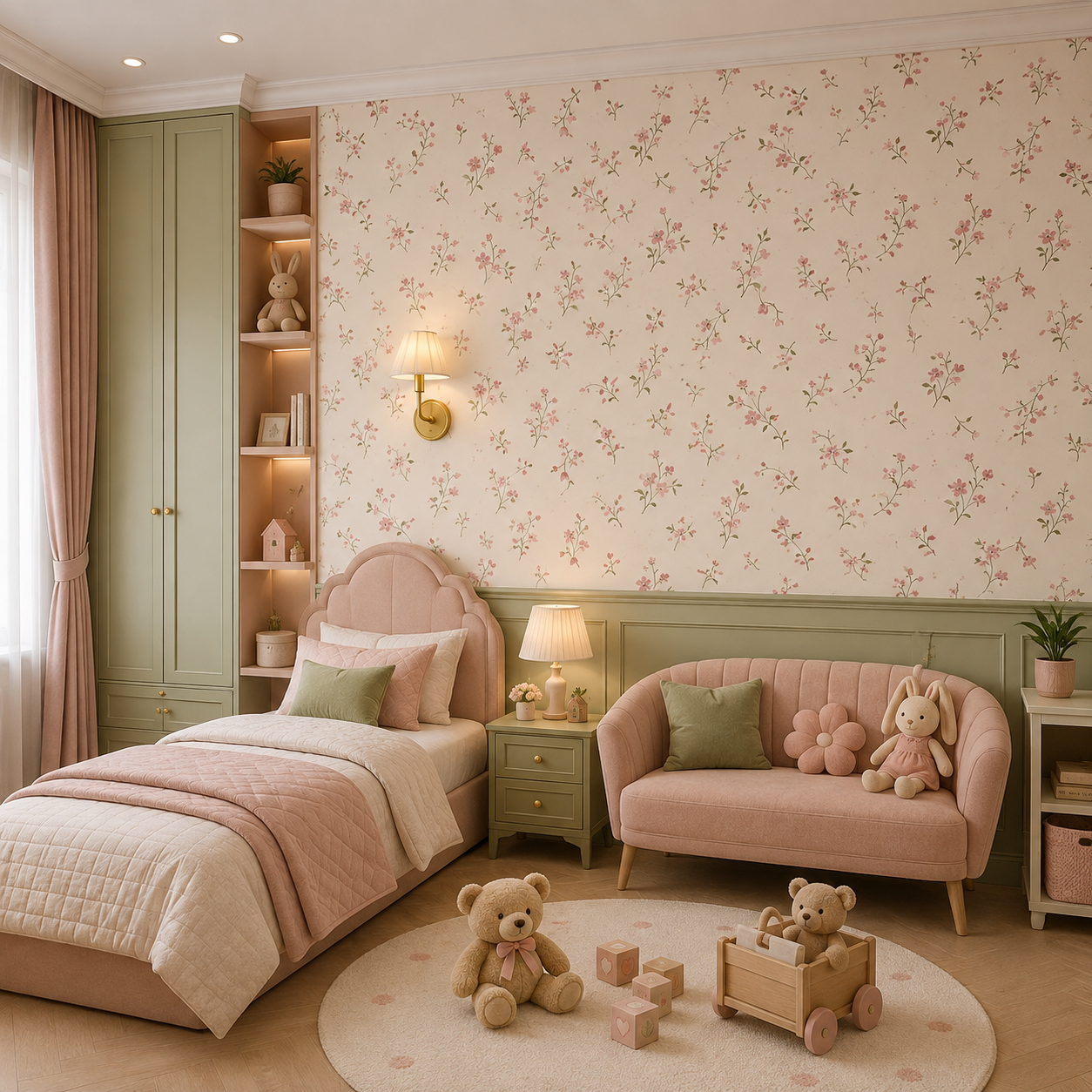 Blush Blossom Floral Kids Wallpaper thumb 4