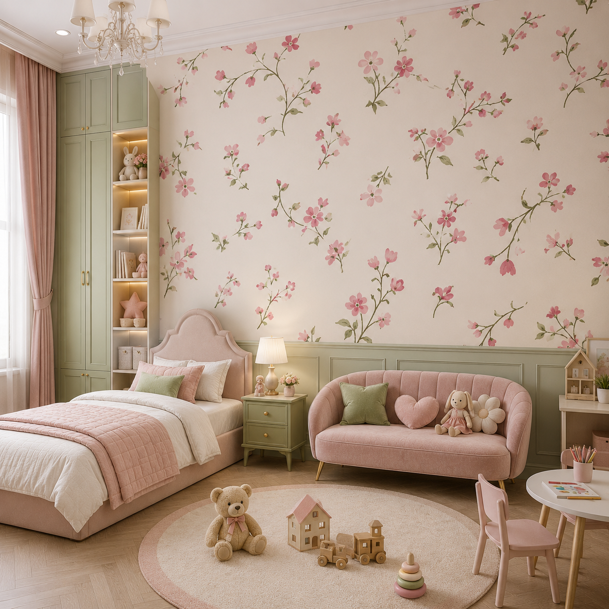 Blush Blossom Floral Kids Wallpaper thumb 5