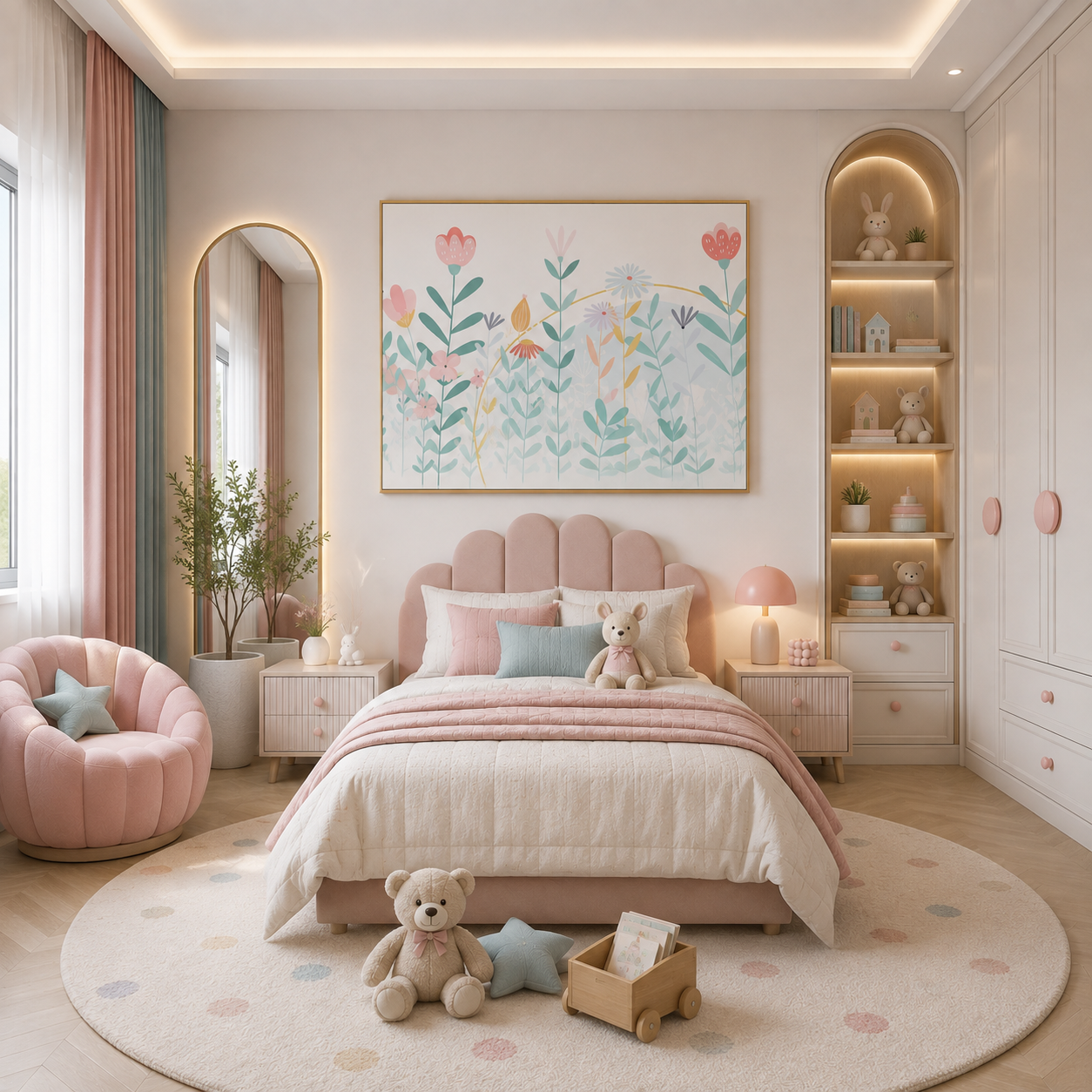 Pastel Bloom Garden Kids Wallpaper thumb 2