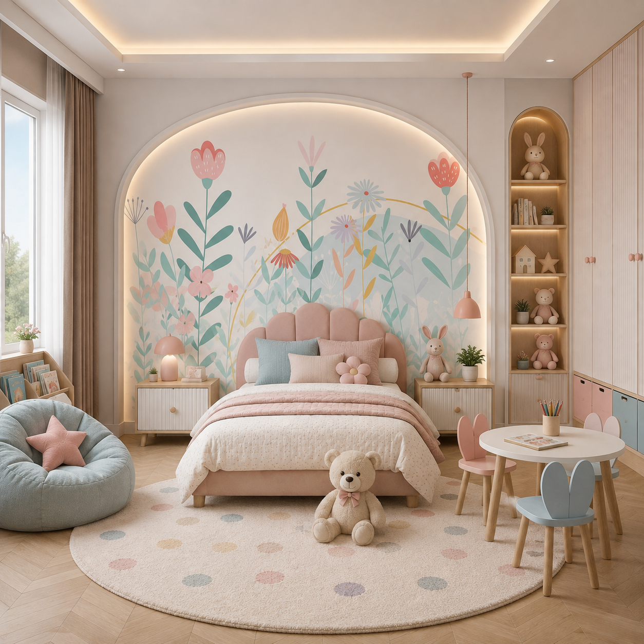 Pastel Bloom Garden Kids Wallpaper thumb 3