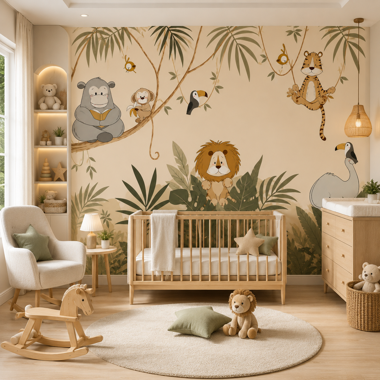 Whimsical Jungle Friends Kids Wallpaper thumb 2