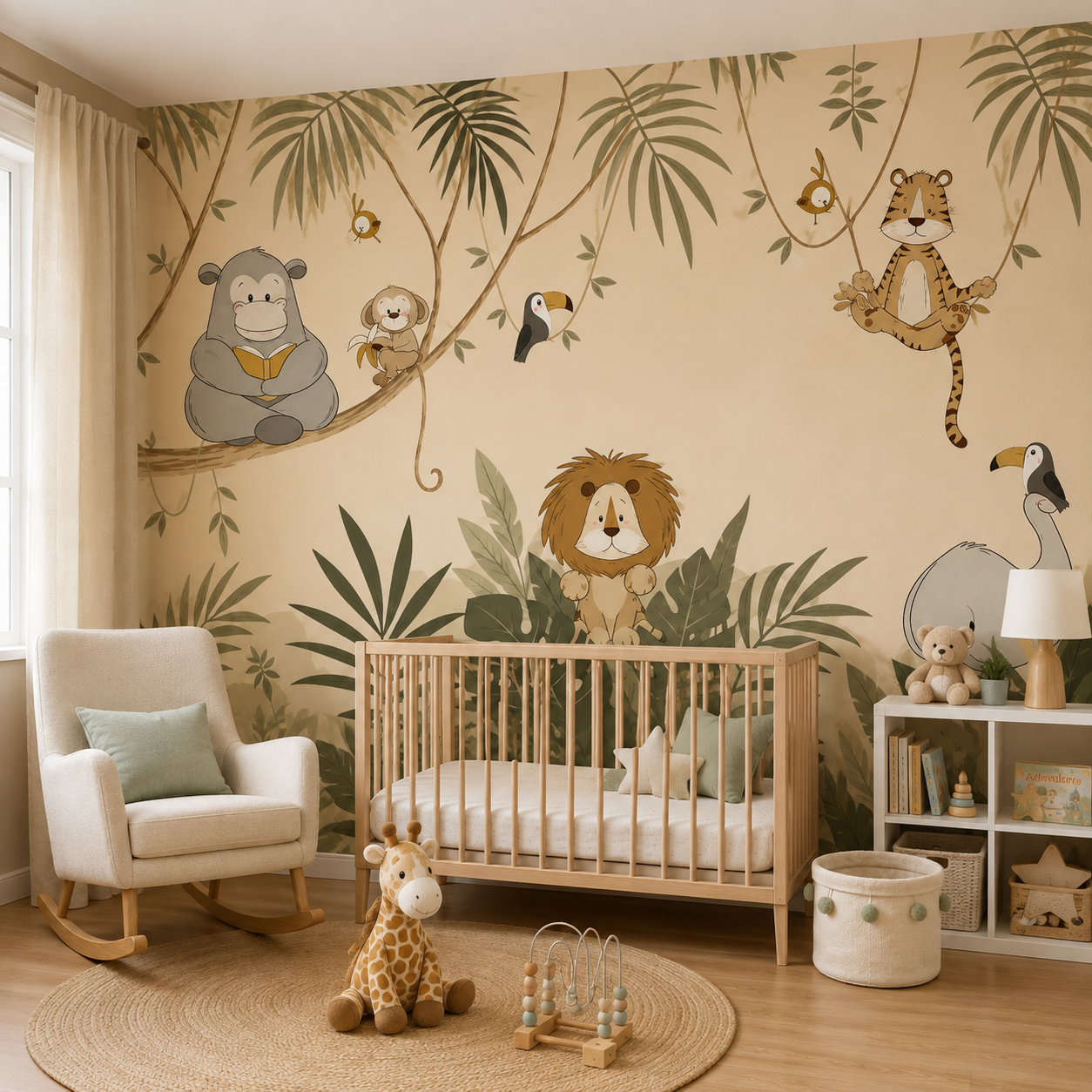 Whimsical Jungle Friends Kids Wallpaper thumb 3