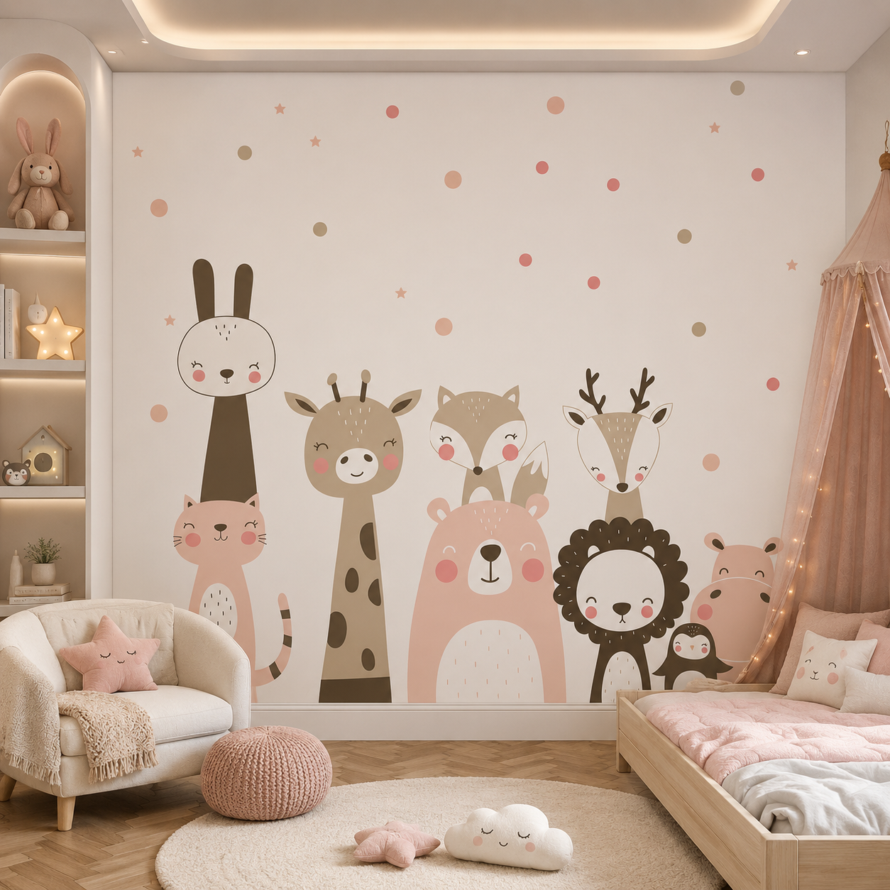 Pastel Animal Friends Kids Wallpaper thumb 3