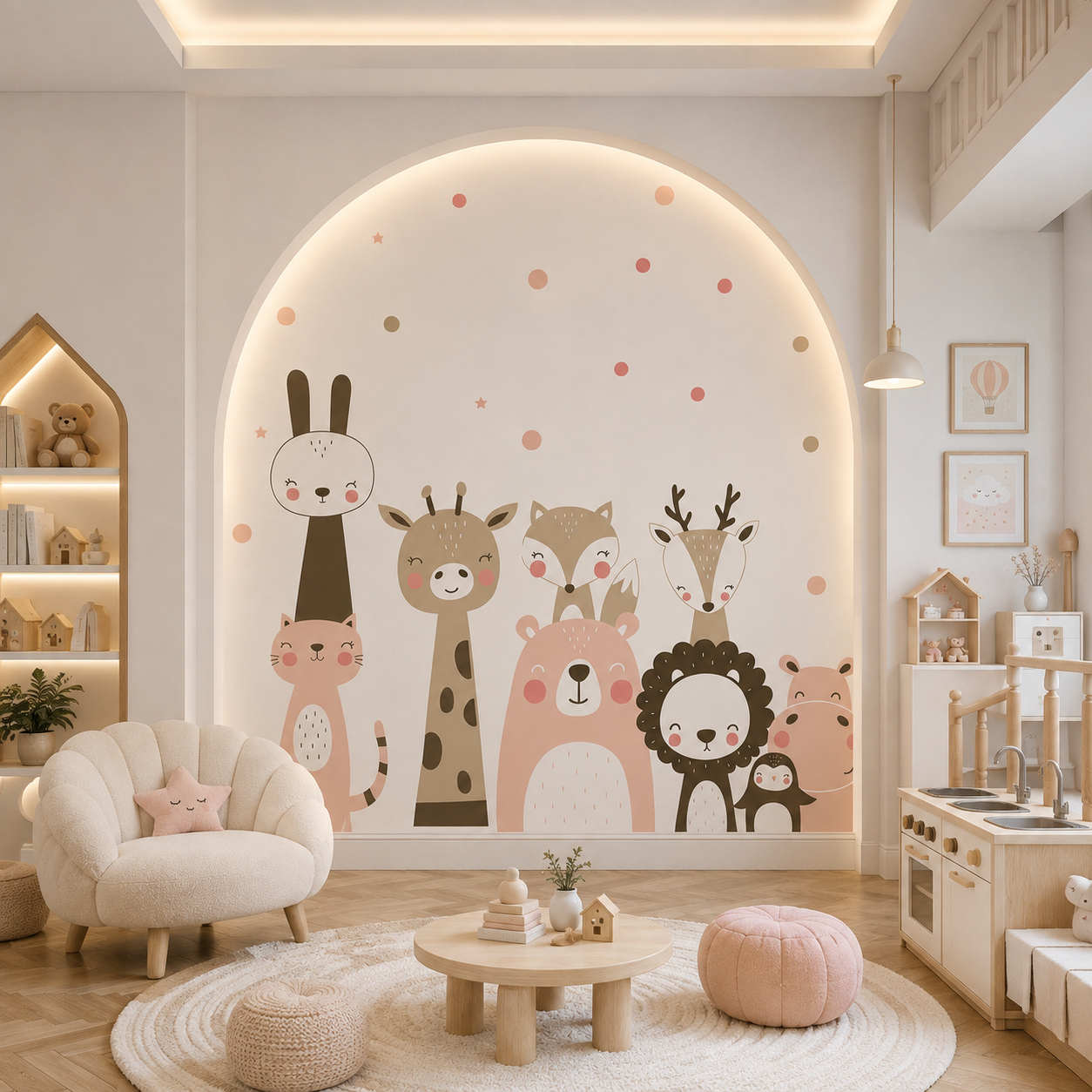 Pastel Animal Friends Kids Wallpaper thumb 4