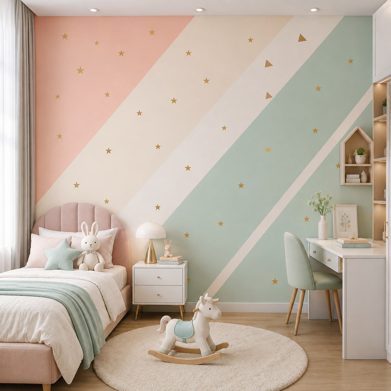 Pastel Starry Stripes Kids Wallpaper thumb 2