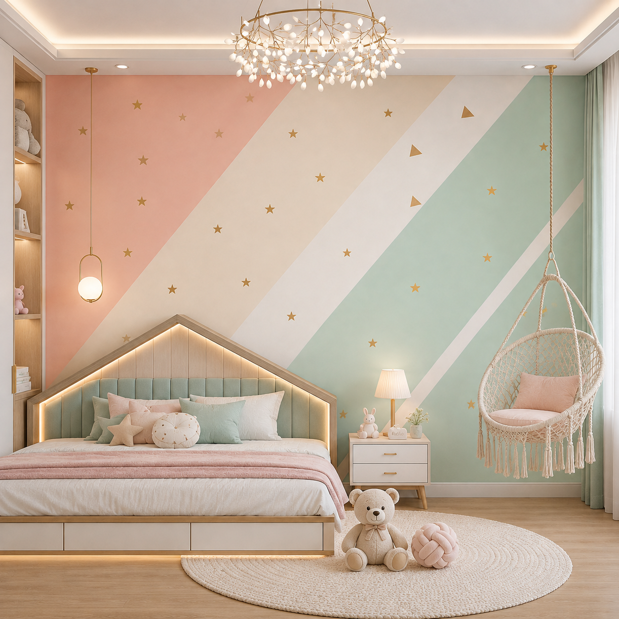 Pastel Starry Stripes Kids Wallpaper thumb 3