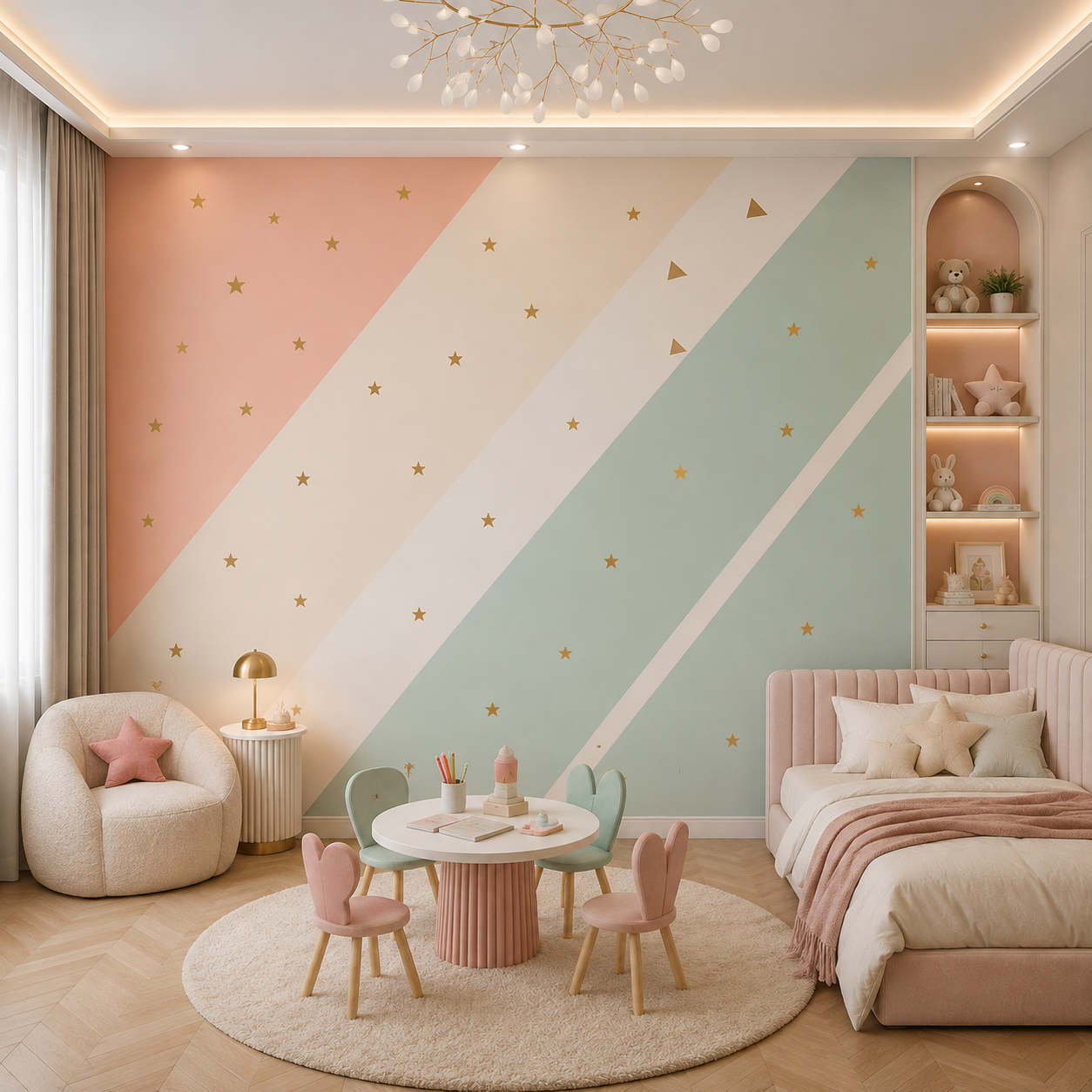 Pastel Starry Stripes Kids Wallpaper thumb 4