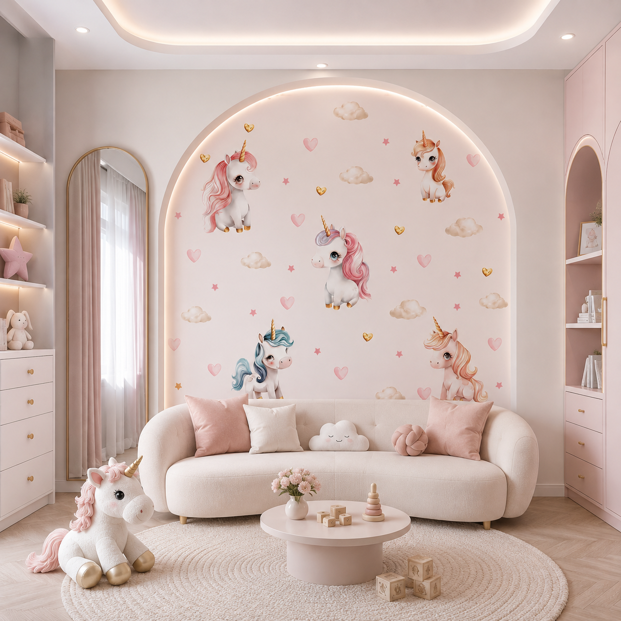 Dreamy Unicorn & Clouds Kids Room Wallpaper thumb 2
