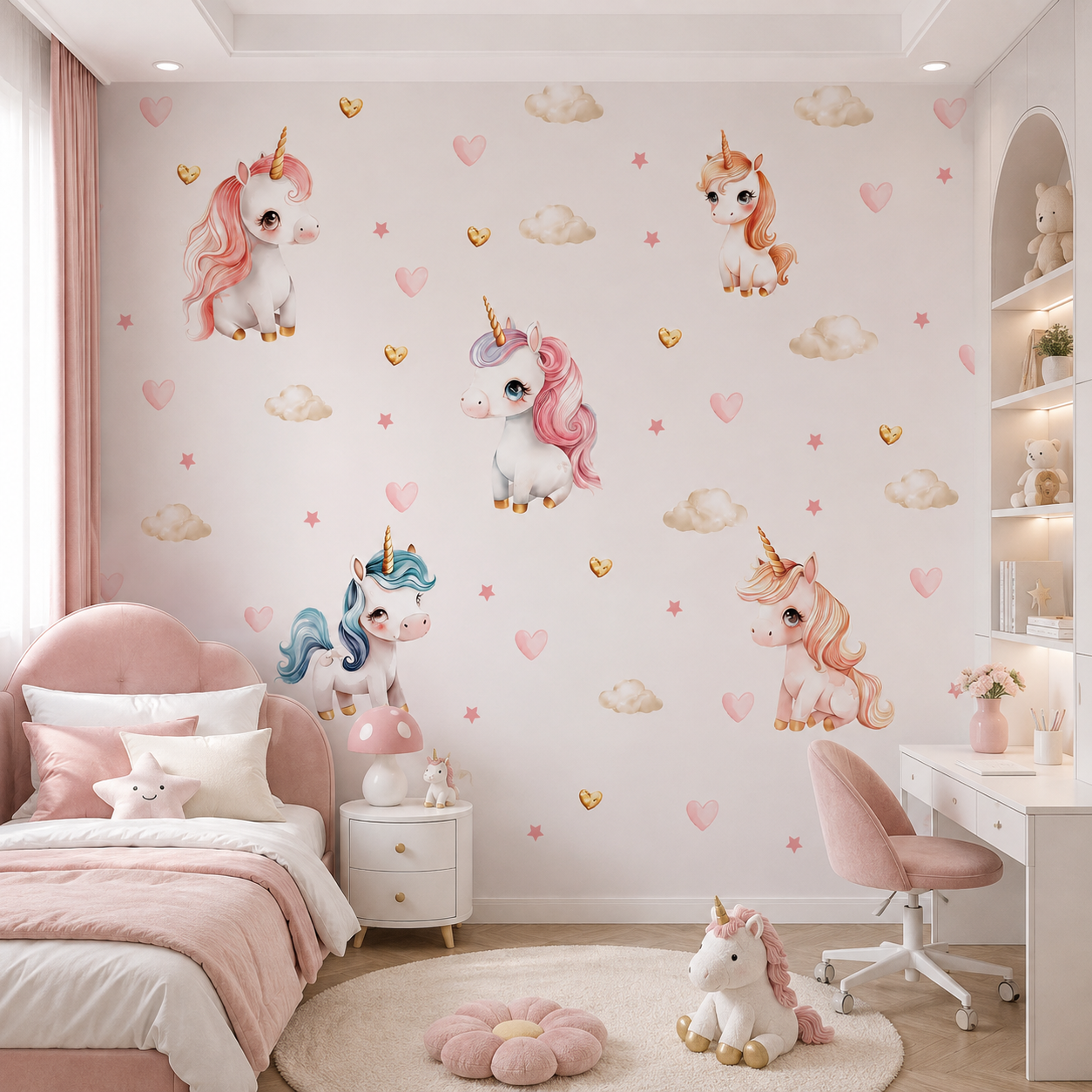Dreamy Unicorn & Clouds Kids Room Wallpaper thumb 3