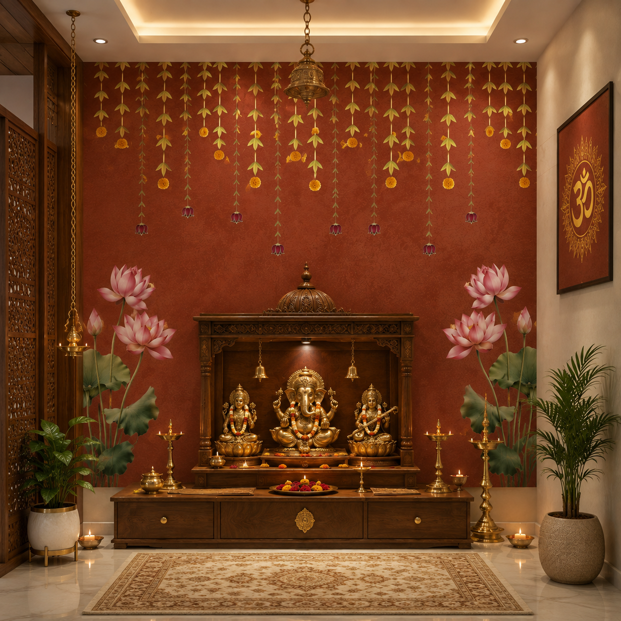 Terracotta Lotus Hanging Garden Wallpaper thumb 2