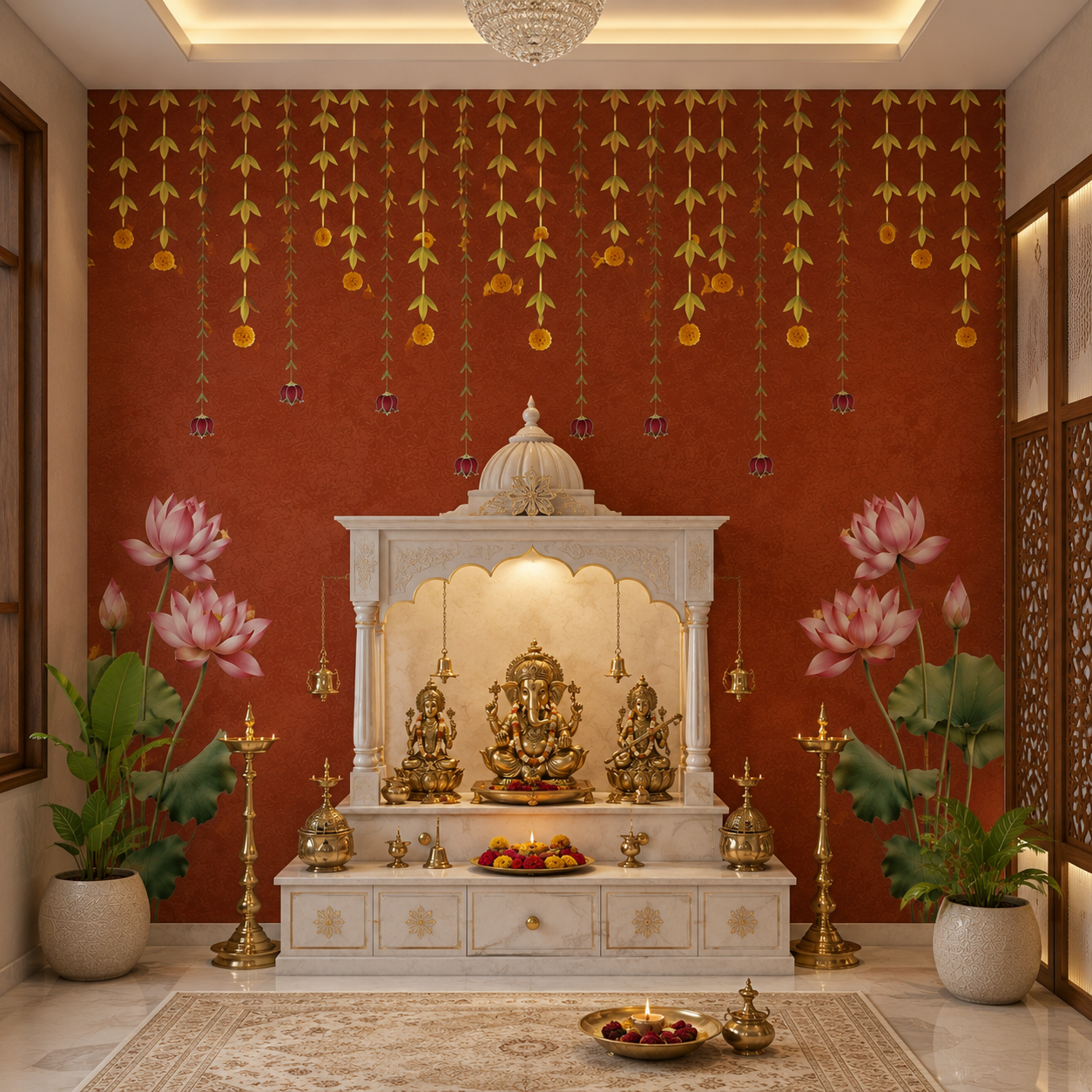 Terracotta Lotus Hanging Garden Wallpaper thumb 3