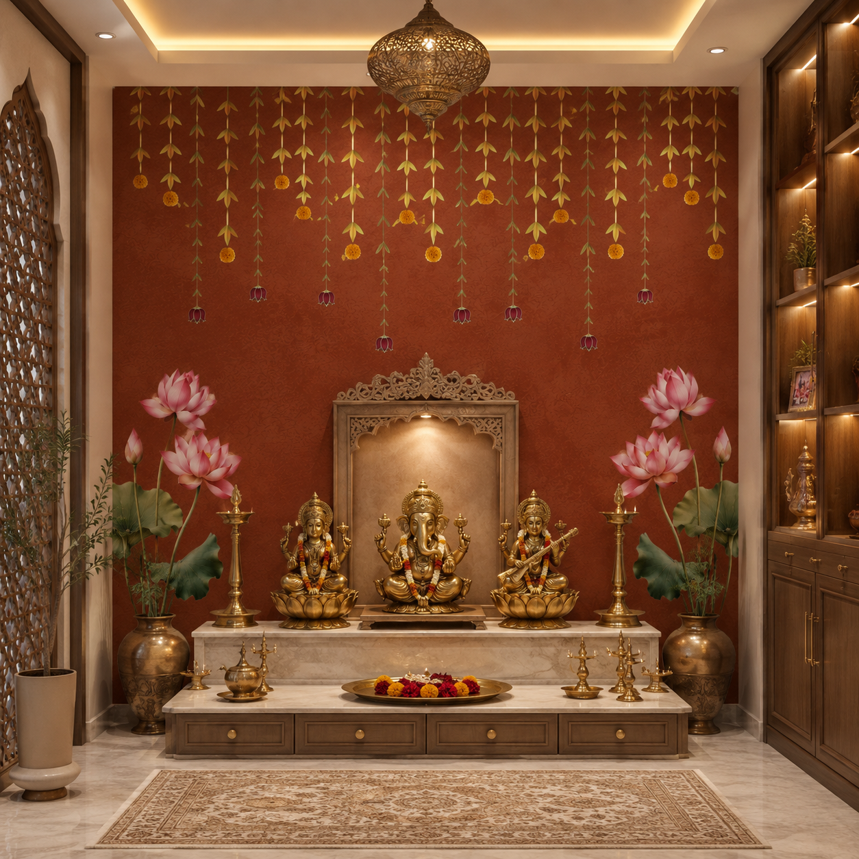 Terracotta Lotus Hanging Garden Wallpaper thumb 4