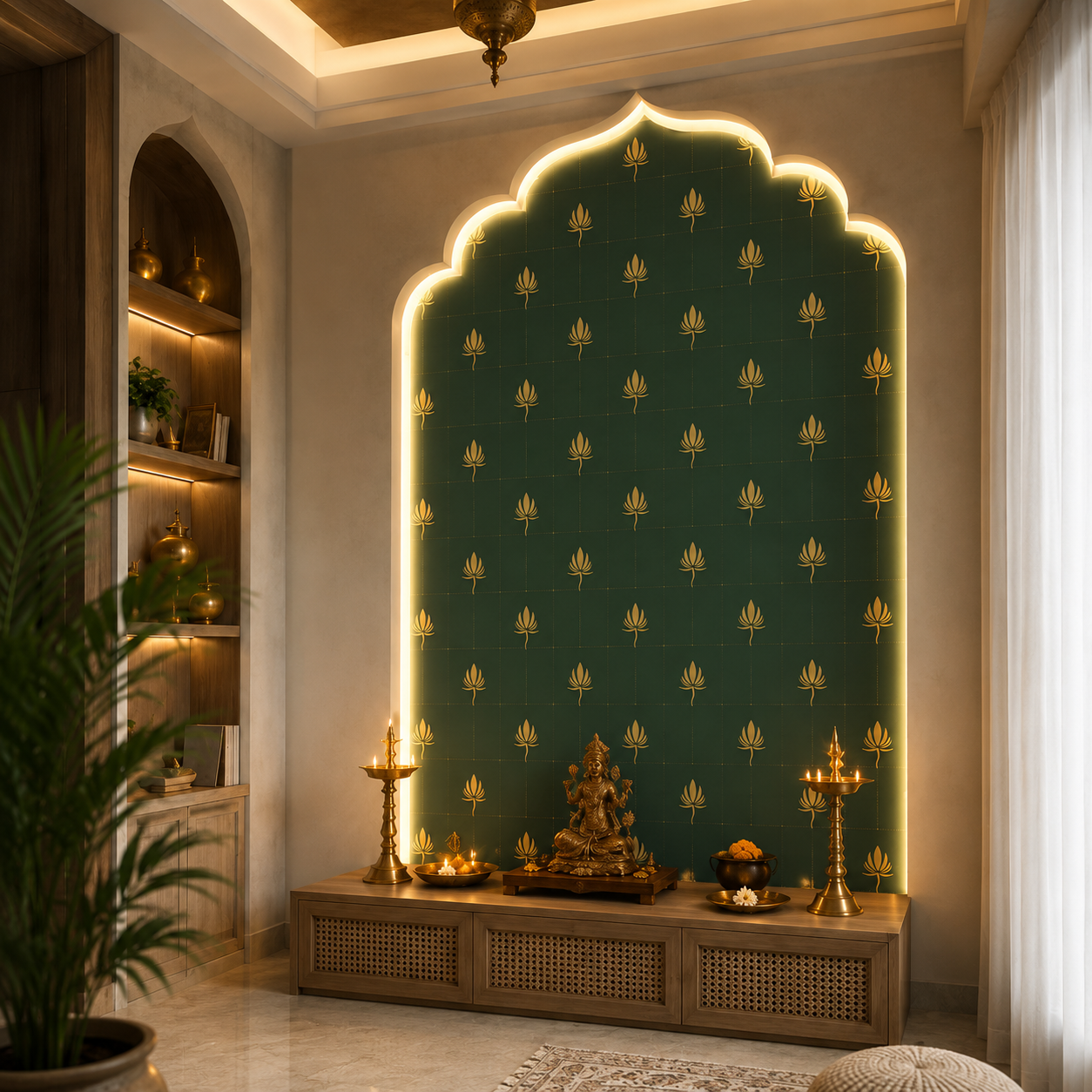 Emerald Gold Lotus Wallpaper thumb 3