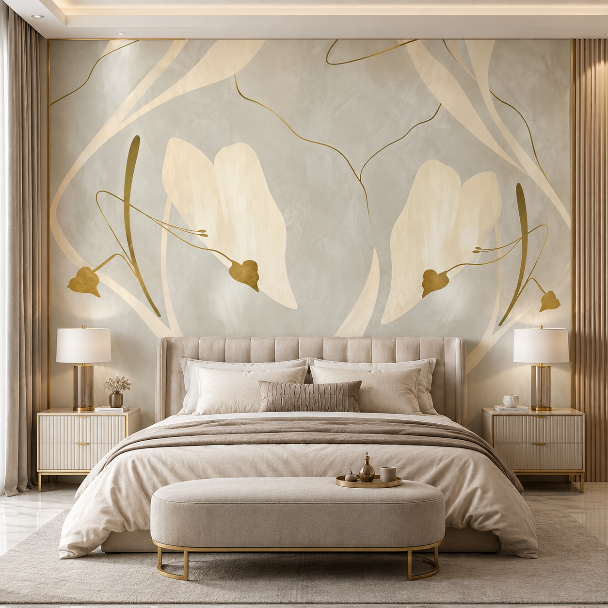 Ivory Bloom Luxury Abstract Wallpaper thumb 3